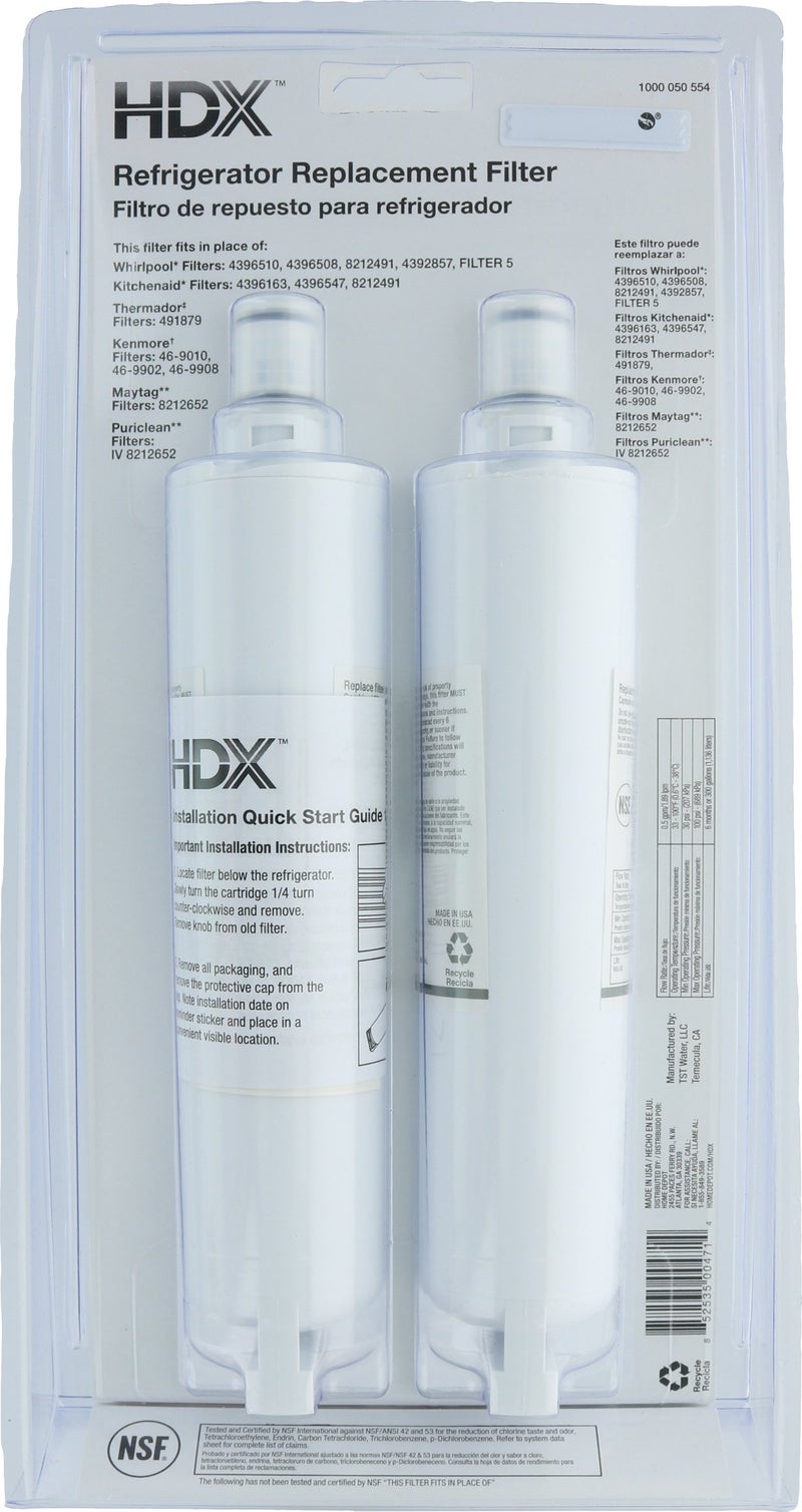 HDX FMW-2 Replacement Water Filter / Purifier for Whirlpool Refrigerators (2 Pack) - Image 2
